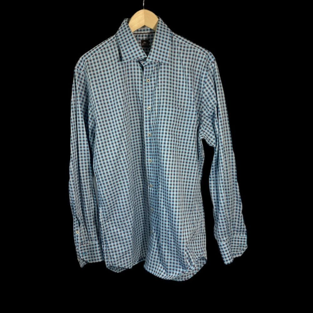 Peter Millar NWOT Blue/Purple‎ Plaid Turkish Cotton Button Down Shirt Sz L